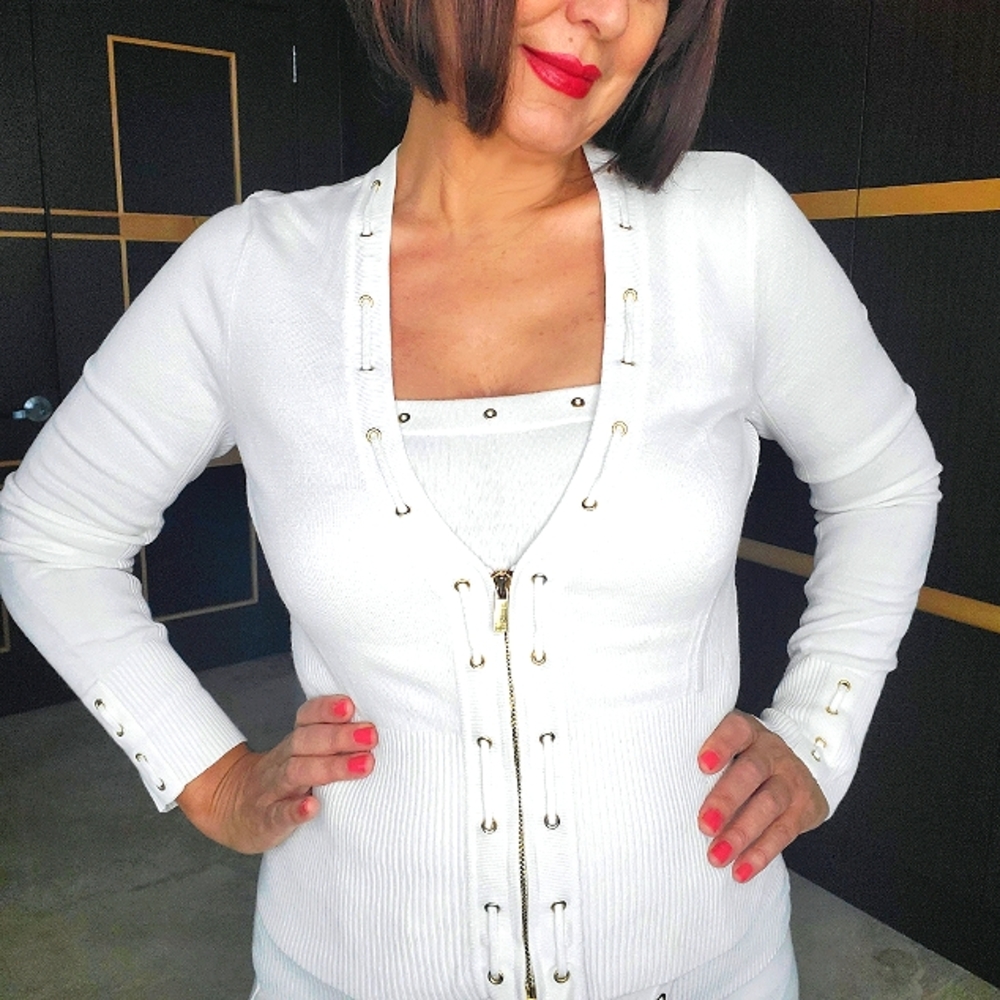 CACHE CROPPED CARDIGAN AND TANK TOP 2 pcs SET, EUC, SIZE MEDIUM
